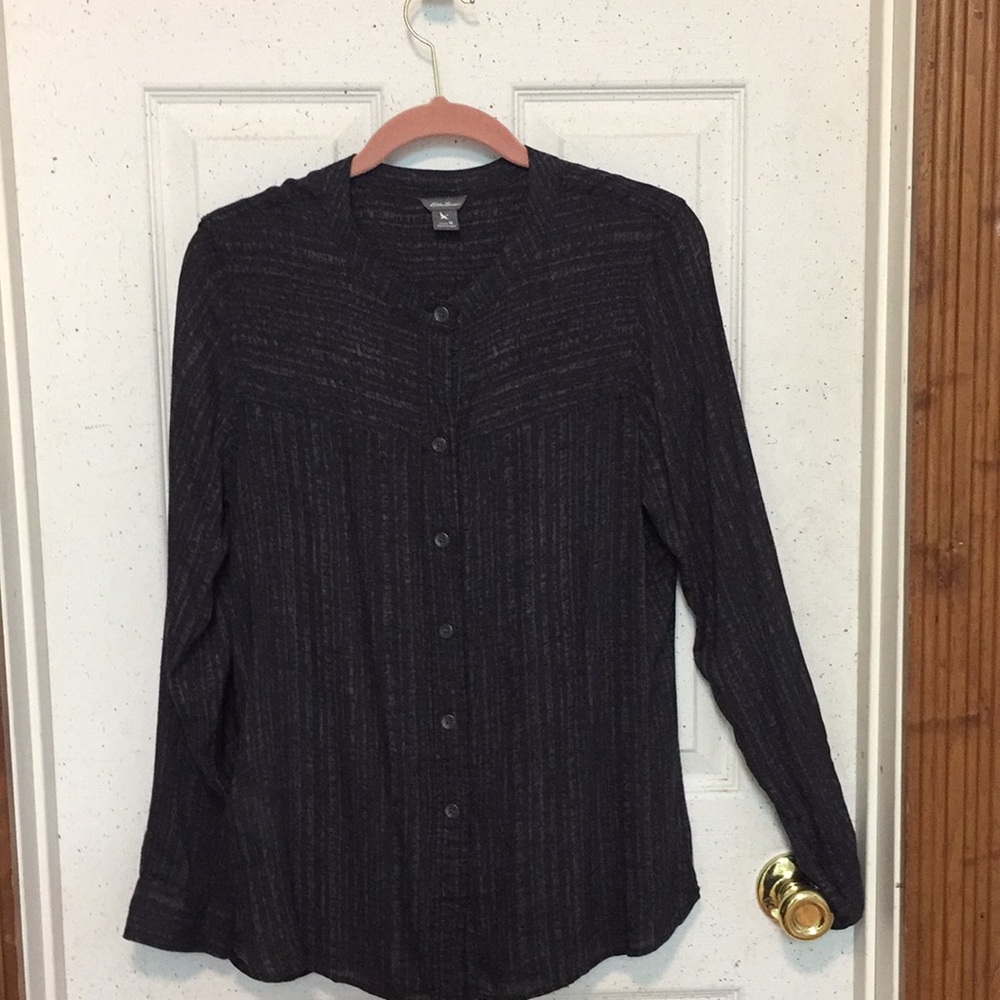 Eddie Bauer Black button-down Blouse